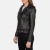 Black leather women aviator jacket