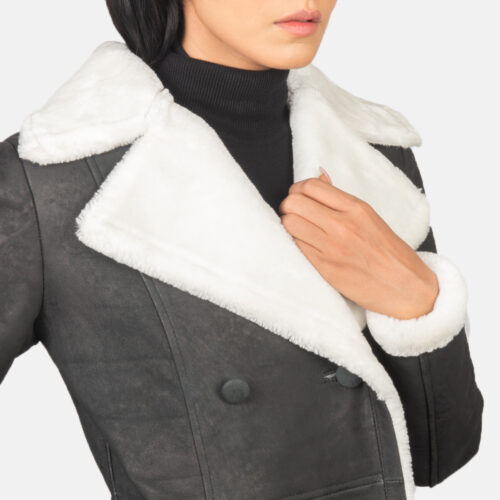 Black Dignity Double Breasted Shearling Coat