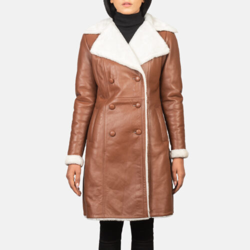 Brown Double Breasted Shearling Coat