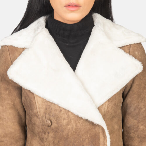 Brown Dignity Double Breasted Shearling Coat