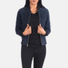 Blue jacket suede women's