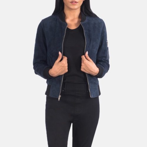 Blue jacket suede women's