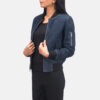 Blue jacket suede women's