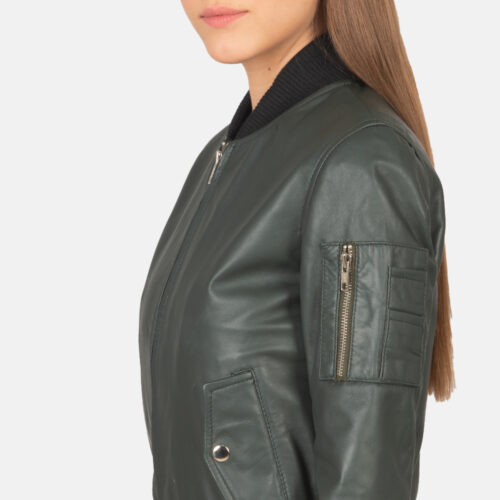 Green women's aviator bomber jacket