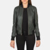 Green women's aviator bomber jacket