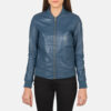 Blue Leather varsity jackets woman