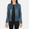 Blue Leather varsity jackets woman