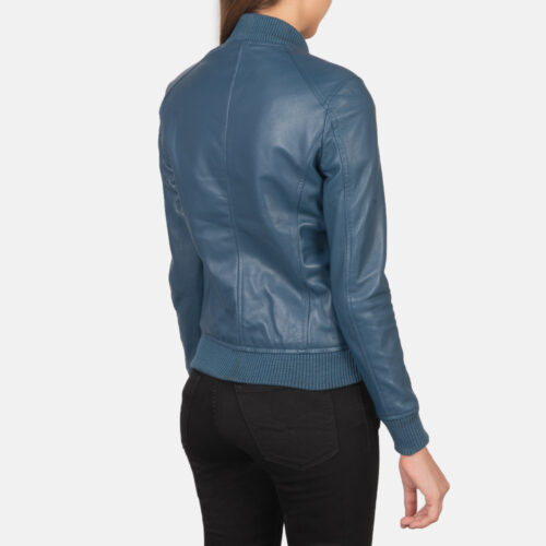 Blue Leather varsity jackets woman