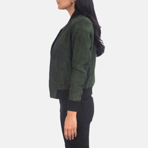 Green women's varsity bomber jacket