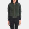 Green women's varsity bomber jacket