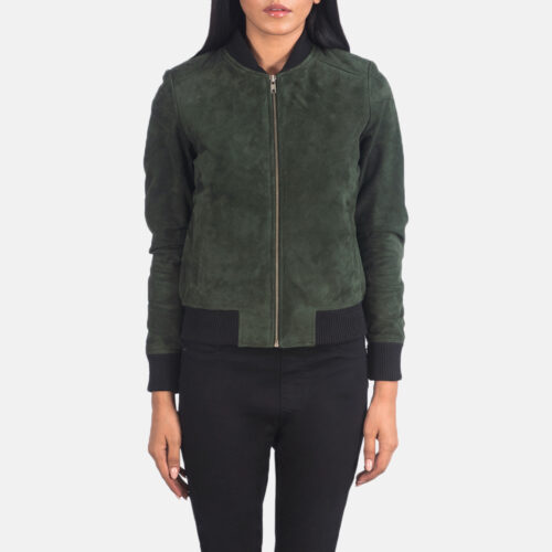 Green women's varsity bomber jacket