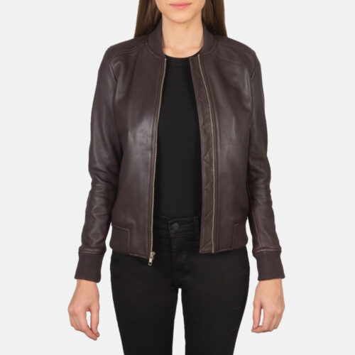 Maroon Leather varsity jackets women