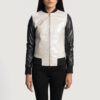 Silver Leather Bomber Women Jacket