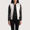 Silver Leather Bomber Women Jacket