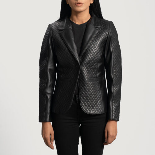 Black womens leather blazers