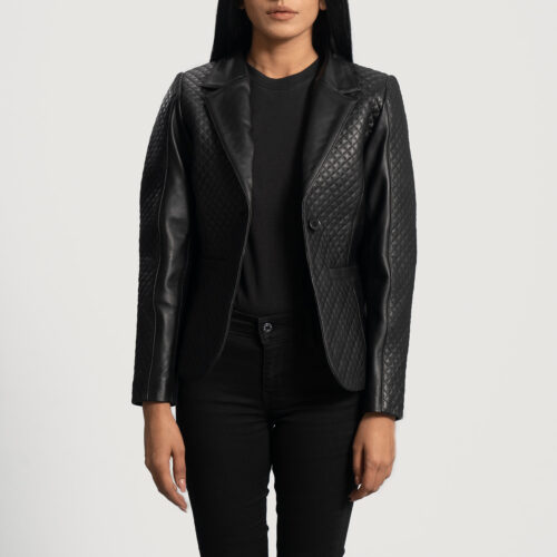 Black womens leather blazers