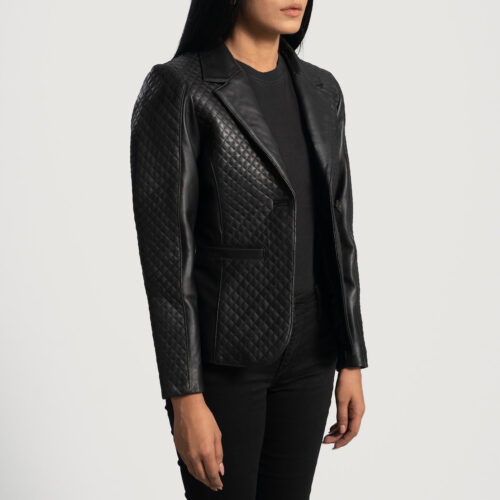 Black womens leather blazers