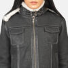 Black Dignity Hooded Shearling Leather Jacket