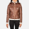 Brown Dignity Hooded Shearling Leather Jacket