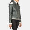 Green Dignity Hooded Shearling Leather Jacket