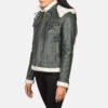 Green Dignity Hooded Shearling Leather Jacket