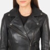 Black Leather Biker Jacket for women