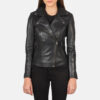 Black Leather Biker Jacket for women