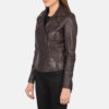 Maroon leather biker jacket for women