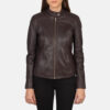 Leather biker jacket for women