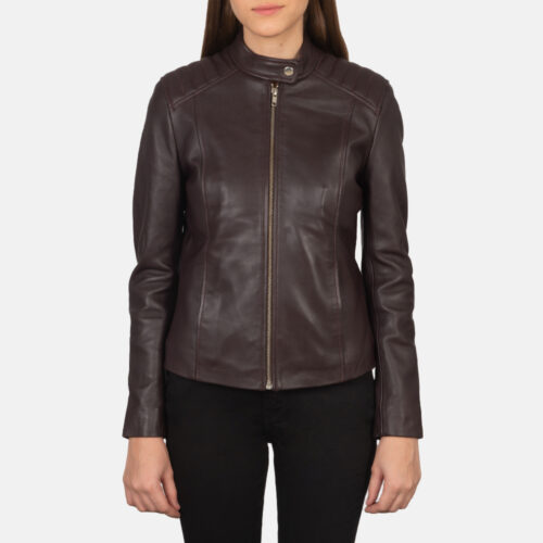 Leather biker jacket for women