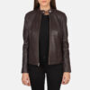 Leather biker jacket for women