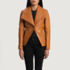 Brown women leather blazers jacket