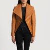 Brown women leather blazers jacket