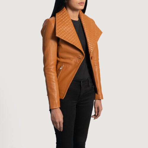 Brown women leather blazers jacket