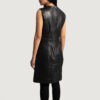 Luxe Black Leather Dress Women Leather Coats