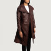 Maroon Dignity Leather Trench Coat