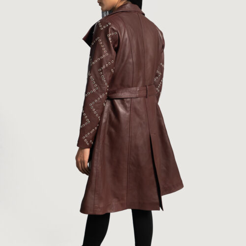 Missoni Maroon Leather Women Trench Coat