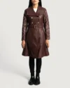 Missoni Maroon Leather Women Trench Coat