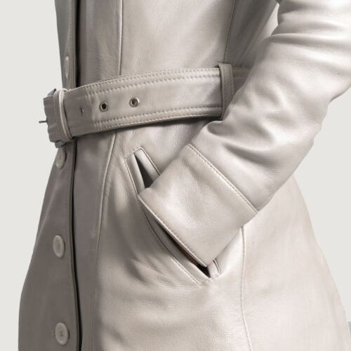 Silver Dignity Leather Trench Coat