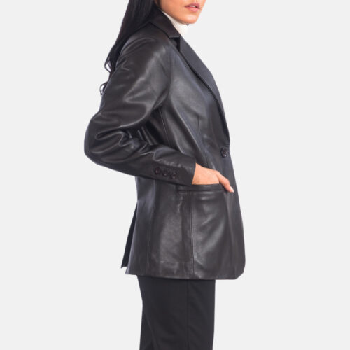 Norma Brown Leather Blazer jacket for women