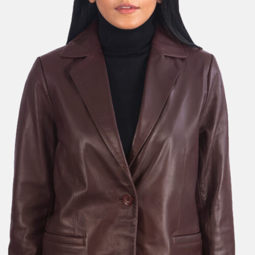 Maroon plus size women leather jackets