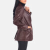 Maroon leather blazers women