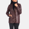 Maroon plus size women leather jackets