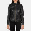 Black leather biker jacket women