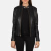 Black Leather Biker Jacket for women