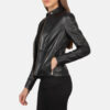 Black Leather Biker Jacket for women