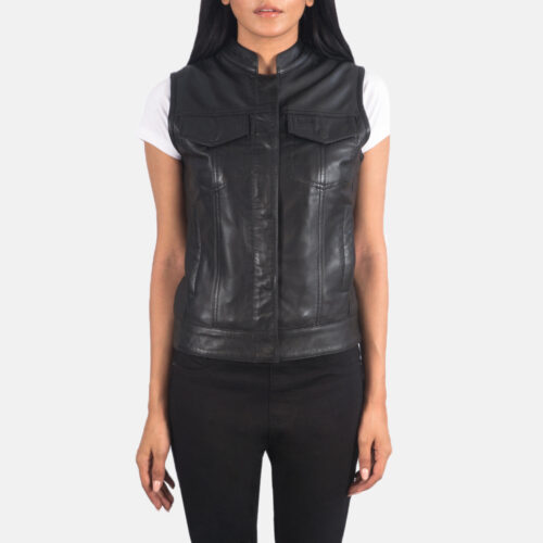 Black leather vests for women