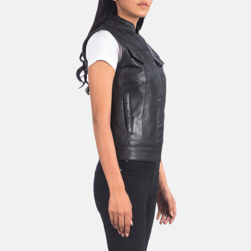 Black leather vests for women