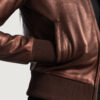 Maroon leather bomber jacket women