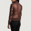 Maroon Leather Bomber Jacket for Women: